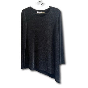 Calvin Klein Asymmetrical Metallic Top Long Sleeve Black Woman’s Size Medium NWT